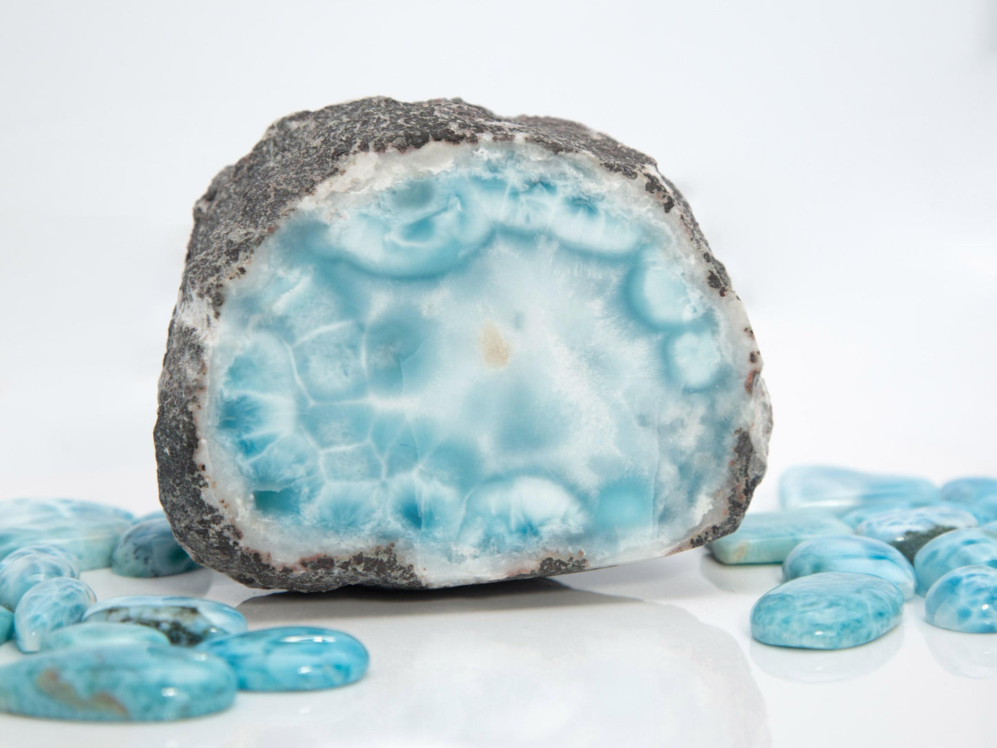 Top Larimar Specimen, Larimar Half Geode-like stone, Turtleback pattern Larimar specimen, Christmas gift