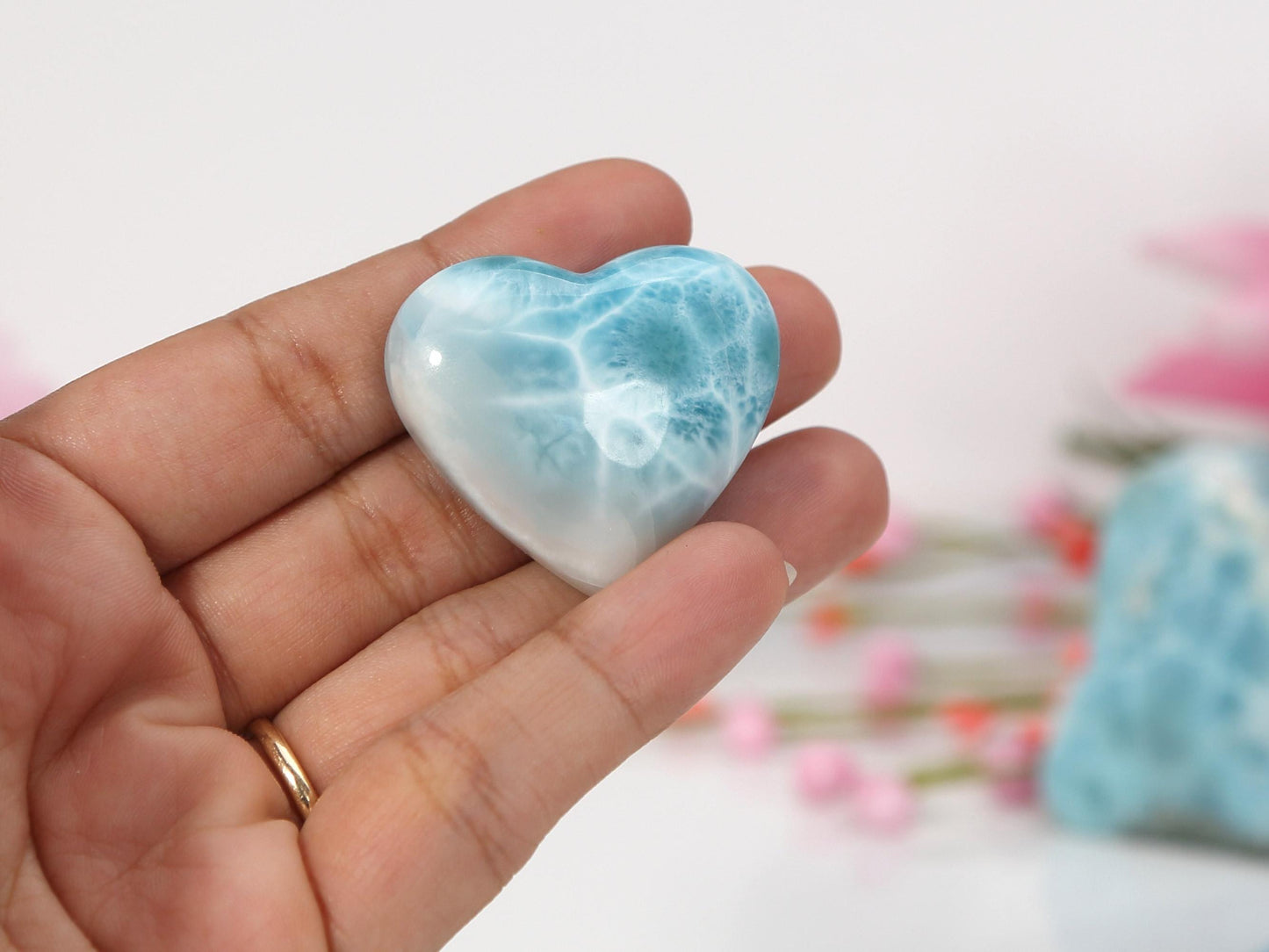 Gorgeous Larimar Heart, Top-grade Larimar Stone Heart, Larimar Palm Stone, Super Blue Larimar, Christmas gift