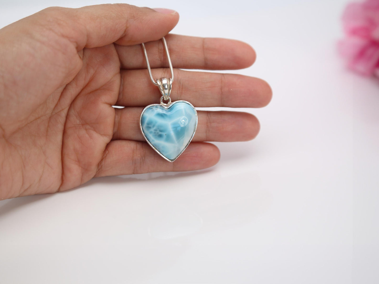 Exquisite Larimar Heart Pendant, Larimar Heart Necklace, AAA Top Grade Larimar Heart, Christmas gift