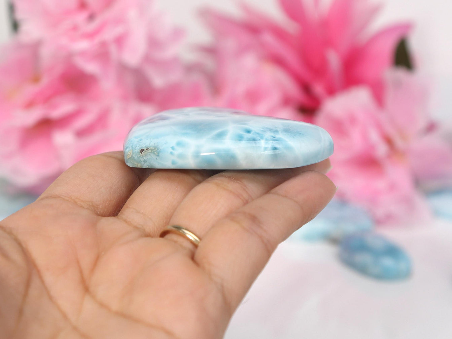 EXQUISITE Larimar Heart, AAA Larimar Heart Cabochon, Larimar Palm Stone, Super Blue Larimar crystal, Christmas gift