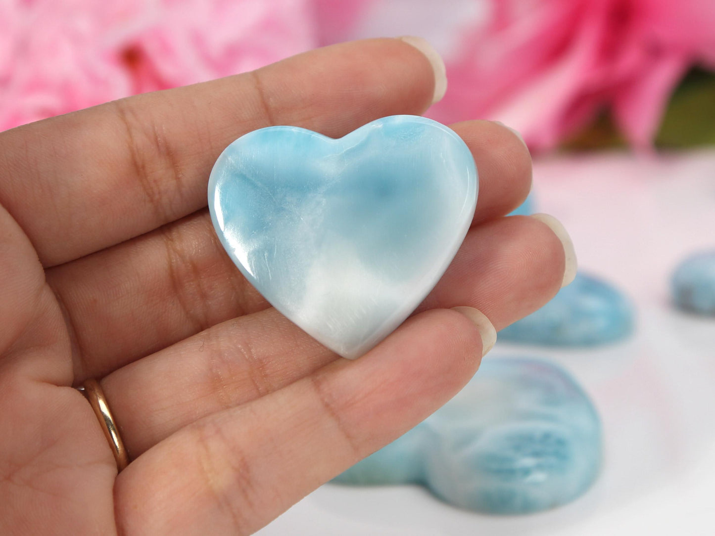 Gorgeous Larimar Heart, Top-grade Larimar Stone Heart, Larimar Palm Stone, Super Blue Larimar, Christmas gift