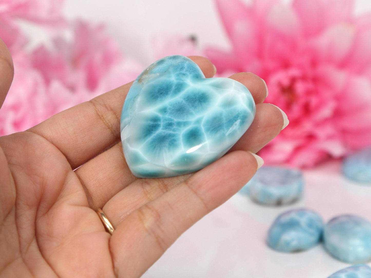 DEEP BLUE Larimar Heart, AAA Larimar Stone Heart, Larimar Palm Stone, Super Blue Larimar, Christmas gift