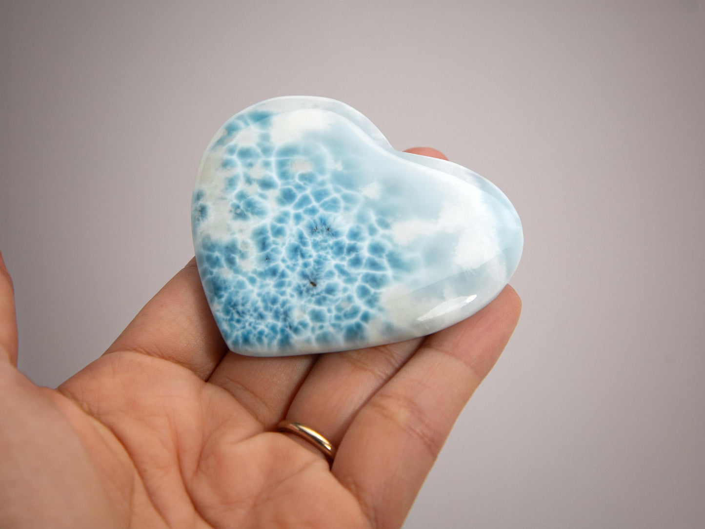 HIGH GRADE Larimar Heart, Ocean Blue Larimar Stone Heart, Larimar Palm Stone, Super Blue Larimar crystal, Christmas gift