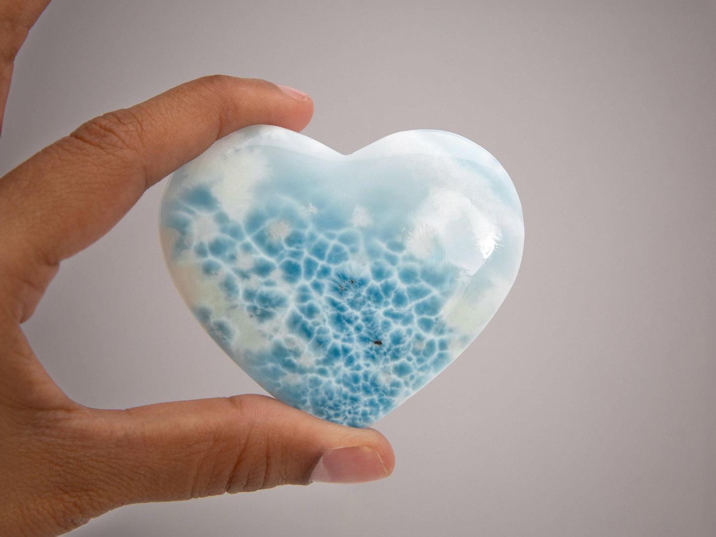 HIGH GRADE Larimar Heart, Ocean Blue Larimar Stone Heart, Larimar Palm Stone, Super Blue Larimar crystal, Christmas gift