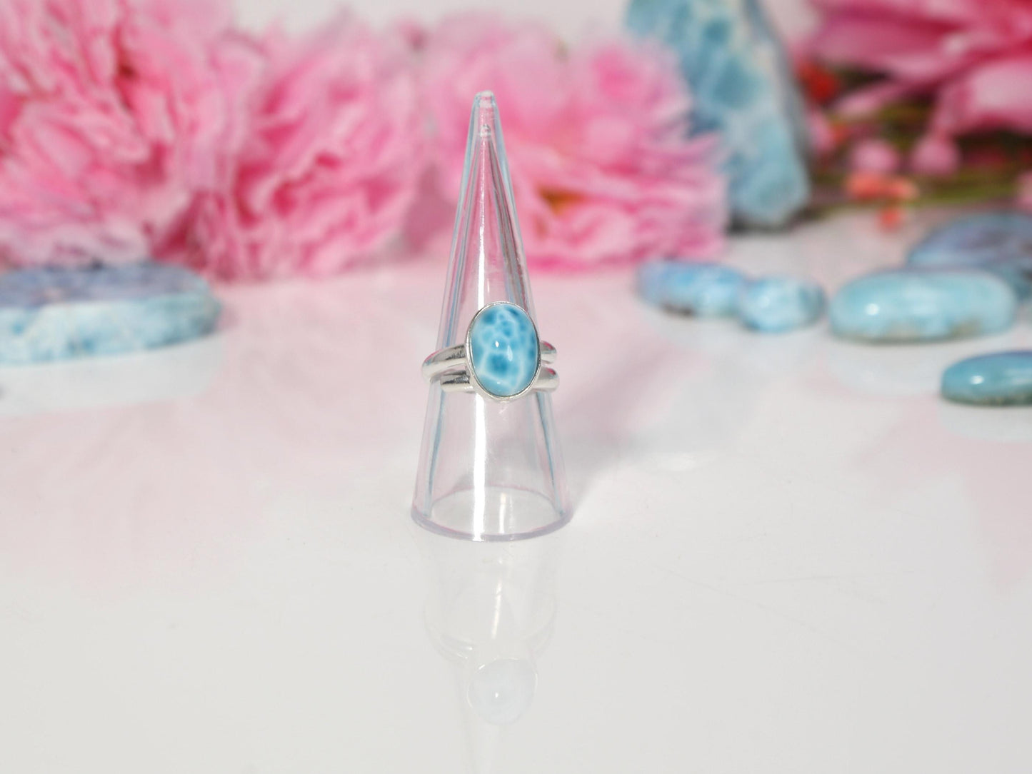 OCEAN BLUE Larimar Ring, Oval AAA Larimar Ring,Adjustable Larimar ring, Super Blue Larimar Ring, Christmas gift