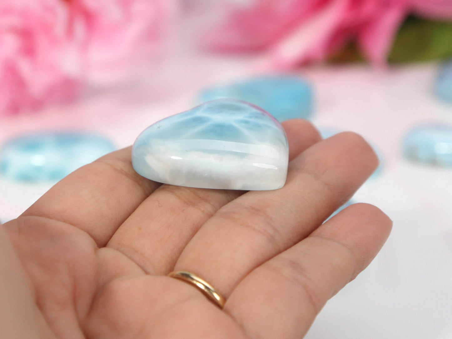 Gorgeous Larimar Heart, Top-grade Larimar Stone Heart, Larimar Palm Stone, Super Blue Larimar, Christmas gift