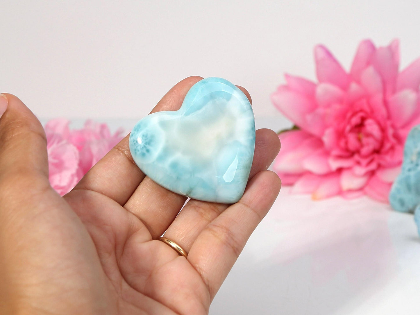 Soft Blue Larimar Heart, Big Larimar Stone Heart Cabochon, Larimar Palm Stone, Larimar crystal, Crystal Heart, Christmas gift
