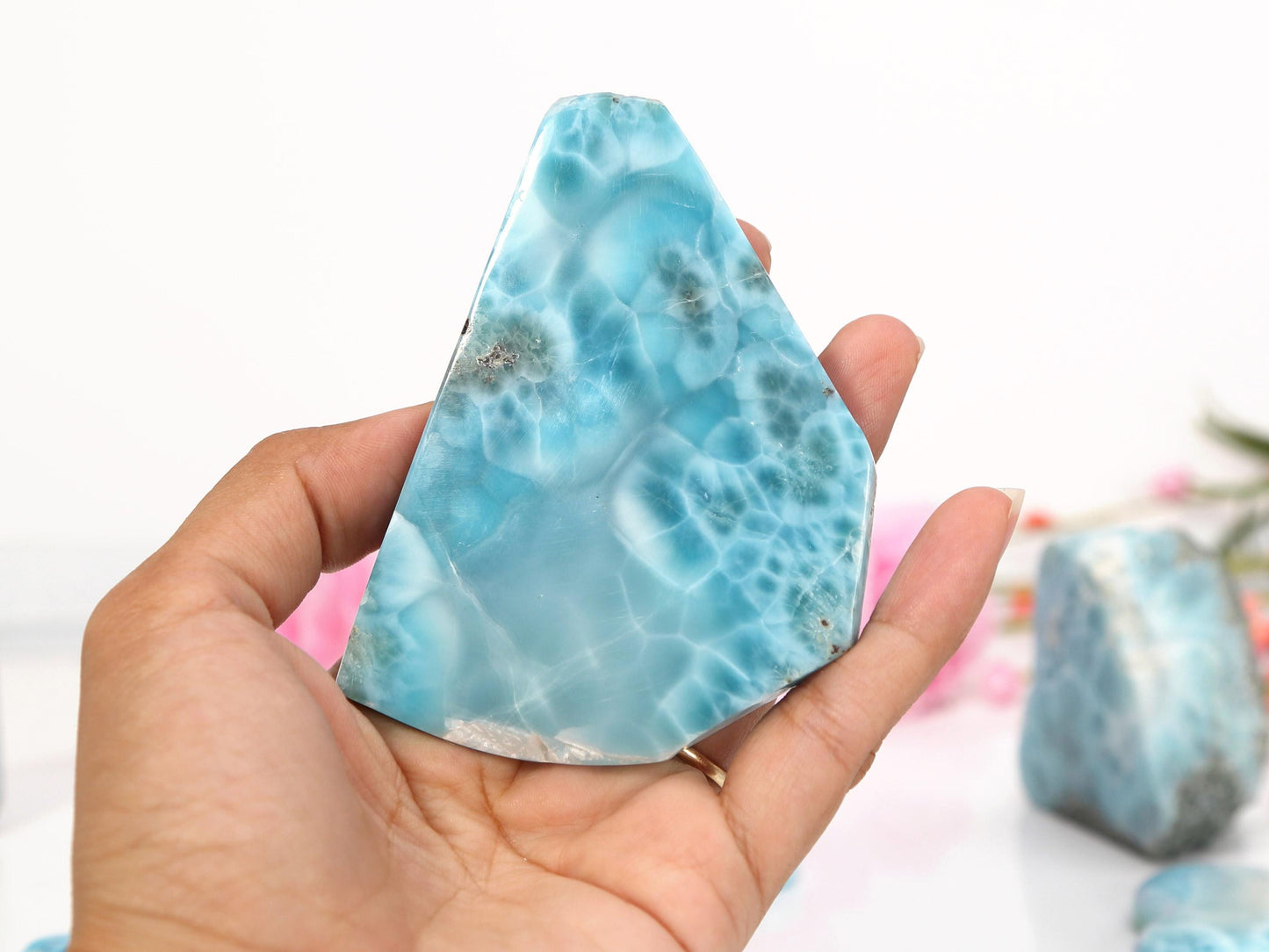 OCEAN BLUE Larimar Stone Slab, Front Polished Blue Larimar, Super Blue Larimar, Christmas gift